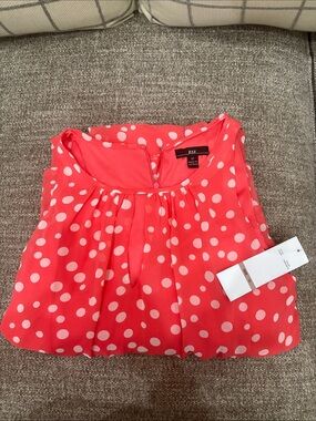 R&K Coral with White Polka Dot Sleeveless Maxi Dress